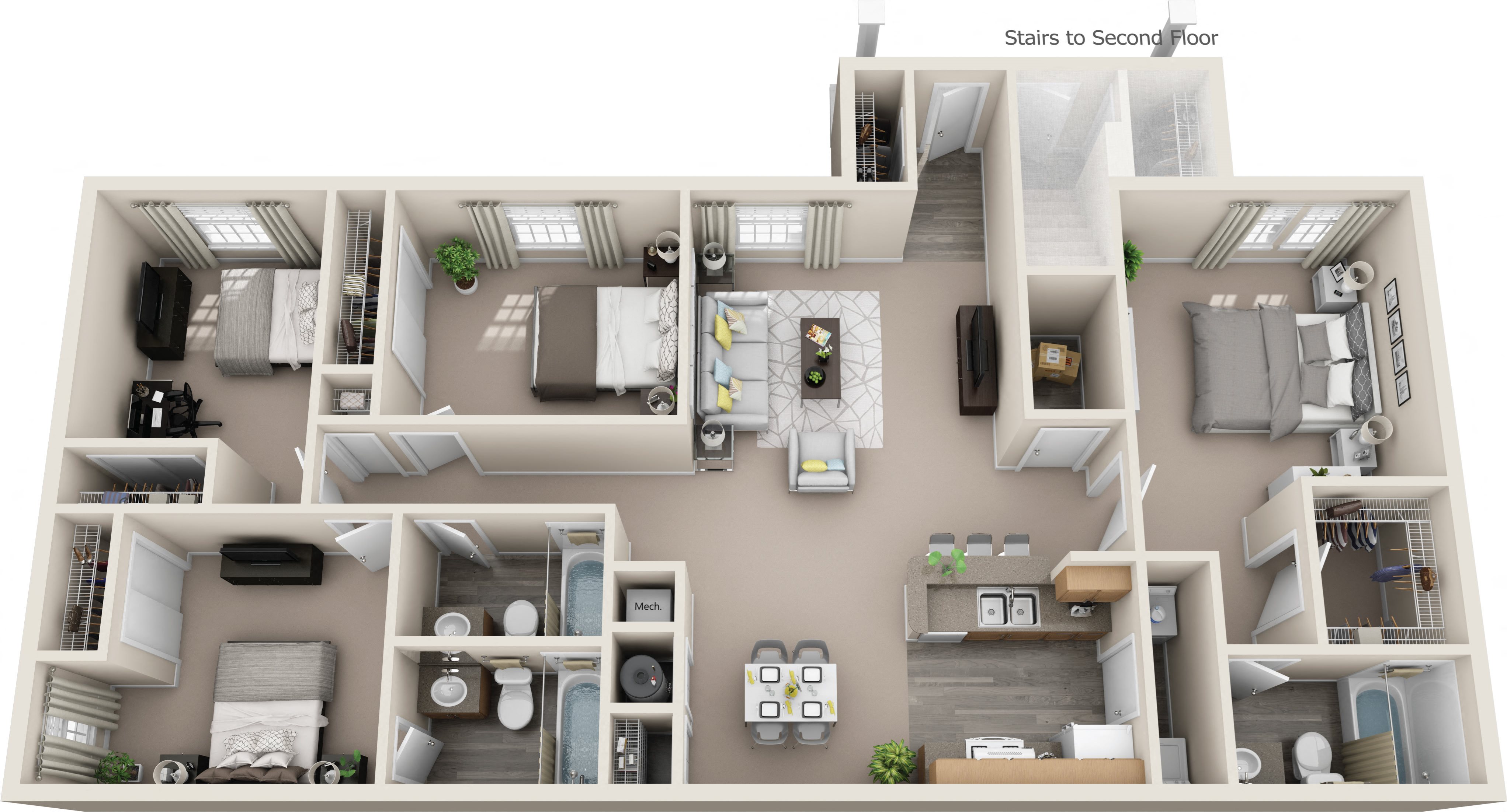 Four Bedroom Three Bath Floor Plan 4